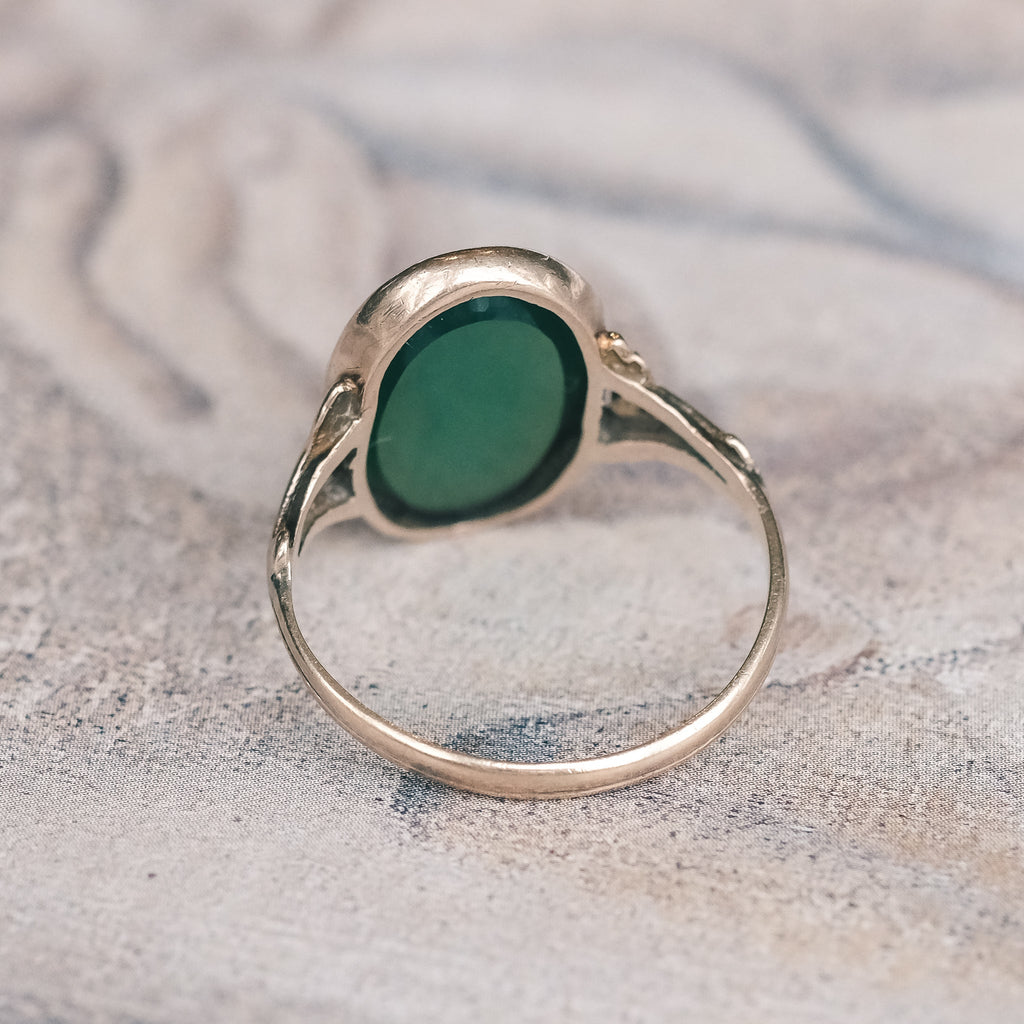 Victorian Chrysoprase Signet Ring - Lost Owl Jewelry