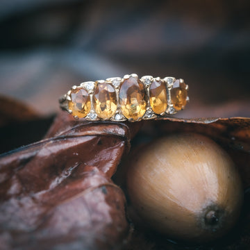 Victorian Citrine Carved Half - Hoop - Lost Owl Jewelry