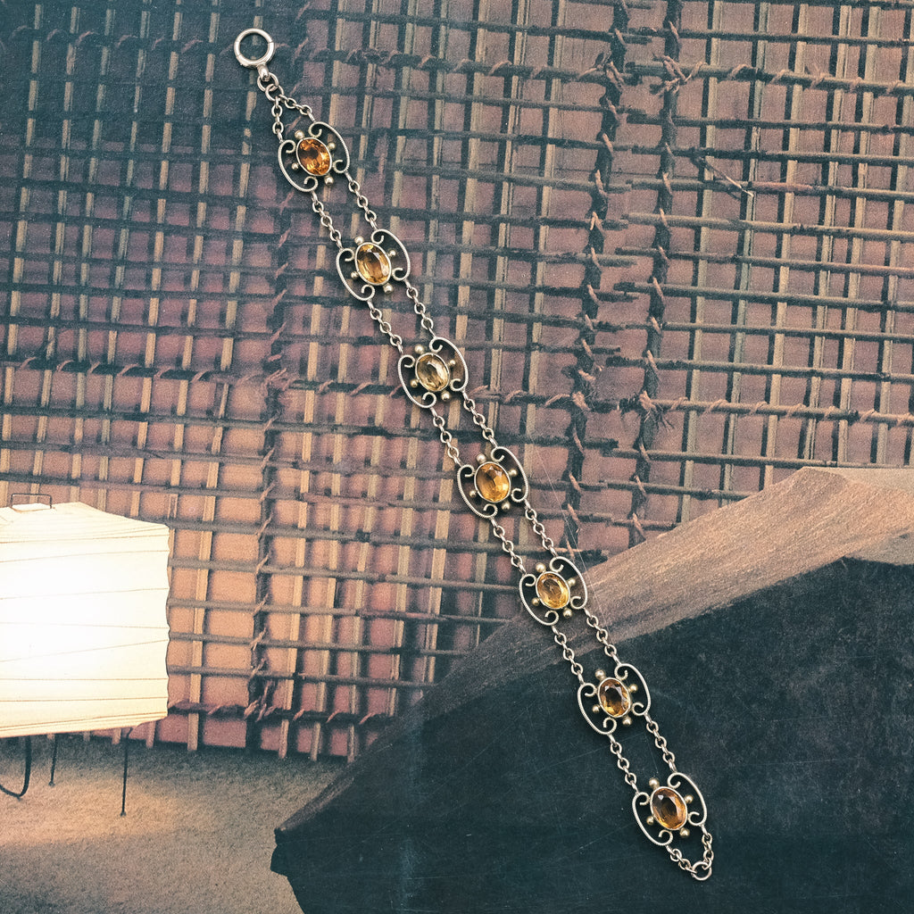 Victorian Citrine Openwork Bracelet - Lost Owl Jewelry