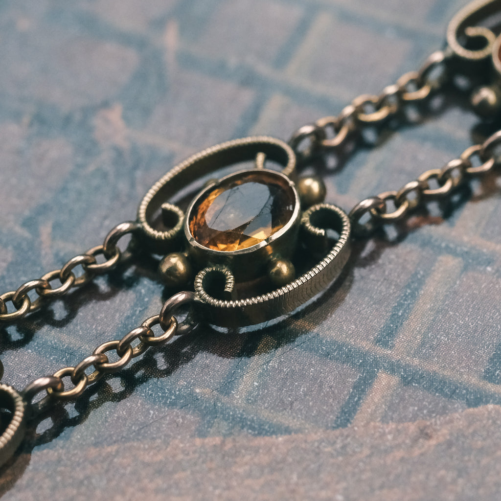 Victorian Citrine Openwork Bracelet - Lost Owl Jewelry
