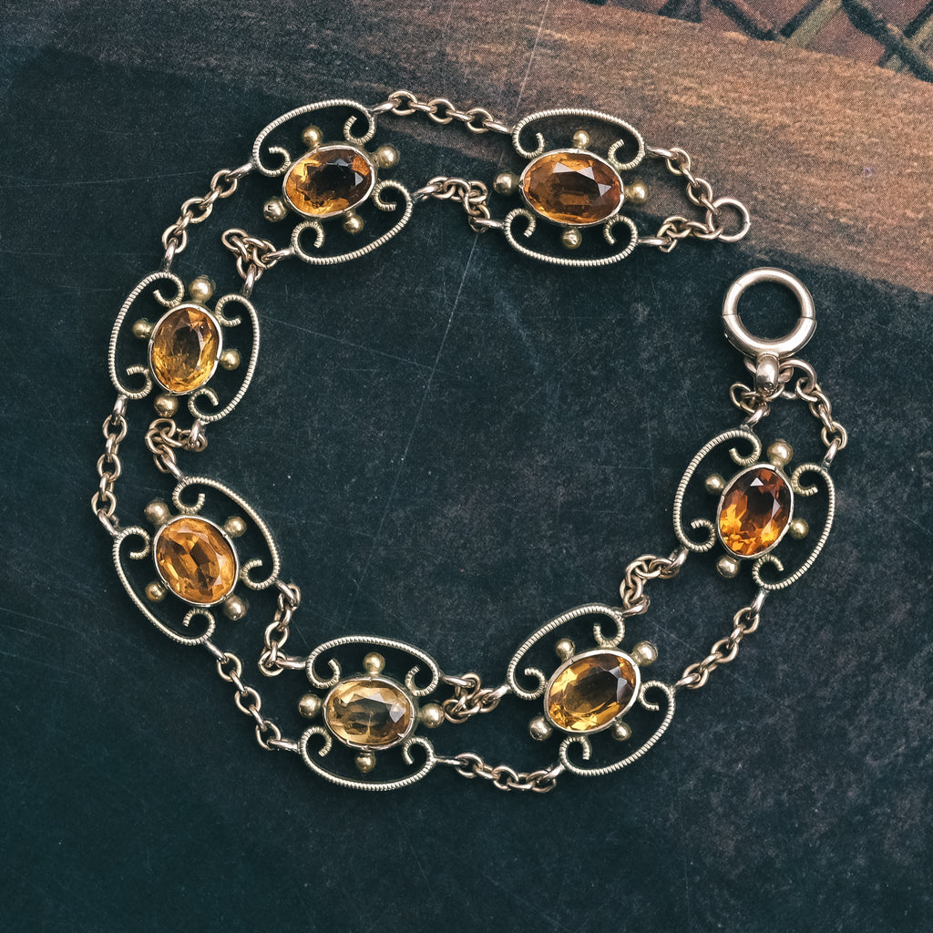 Victorian Citrine Openwork Bracelet - Lost Owl Jewelry