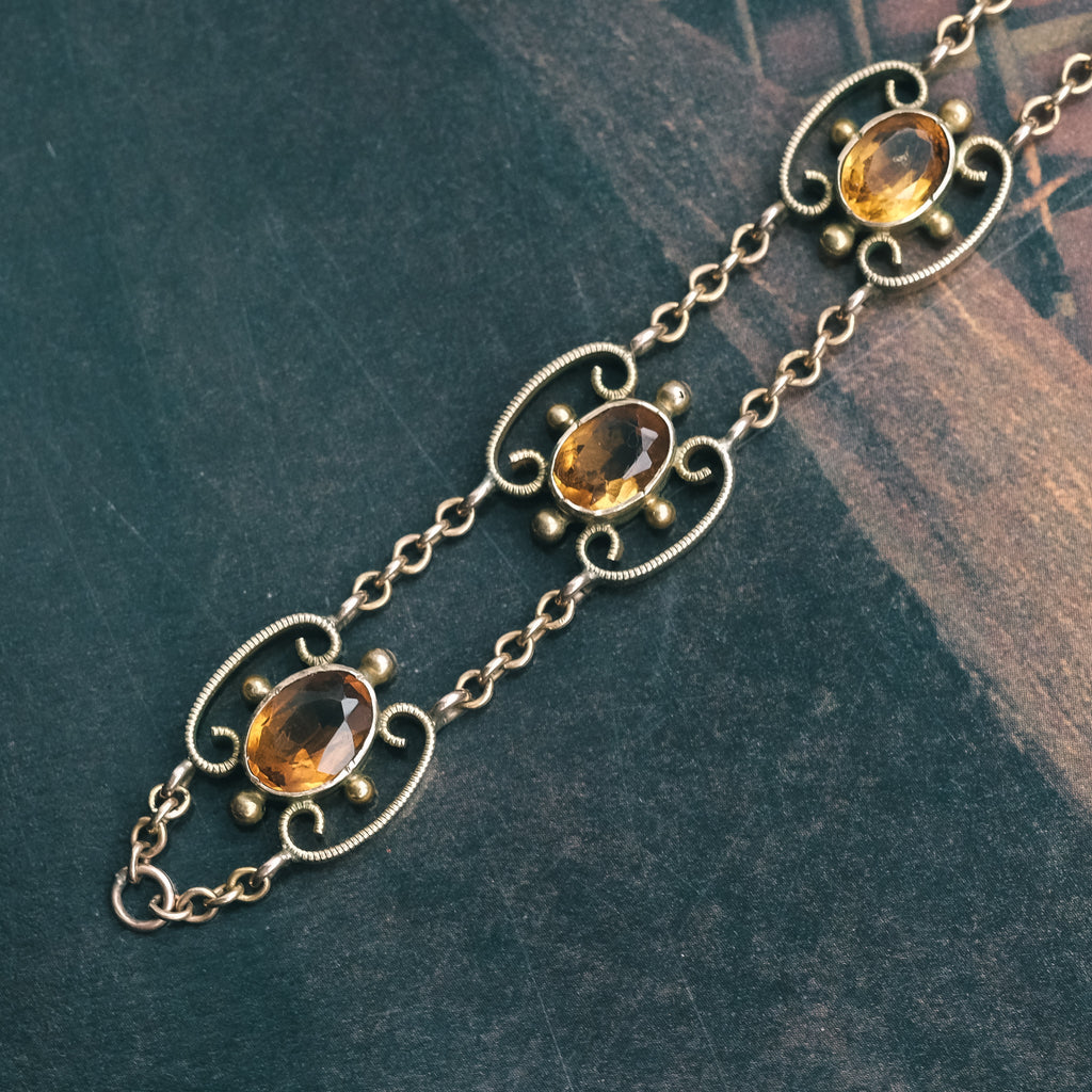 Victorian Citrine Openwork Bracelet - Lost Owl Jewelry