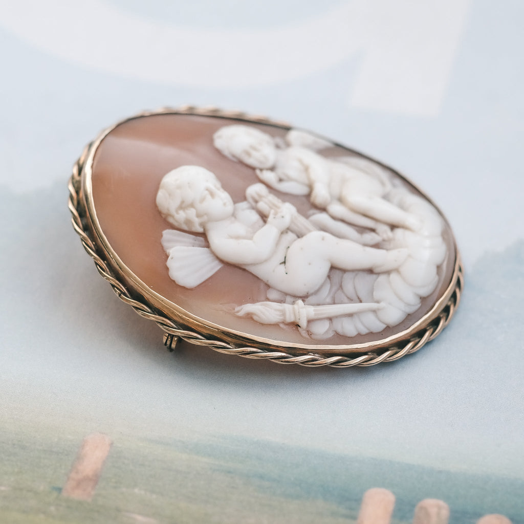 Victorian 'Cupid & Psyche' Cameo Brooch - Lost Owl Jewelry