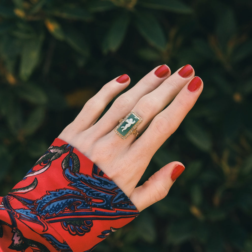 Victorian Cupid & Psyche Cameo Ring - Lost Owl Jewelry