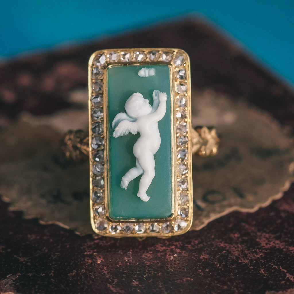 Victorian Cupid & Psyche Cameo Ring - Lost Owl Jewelry