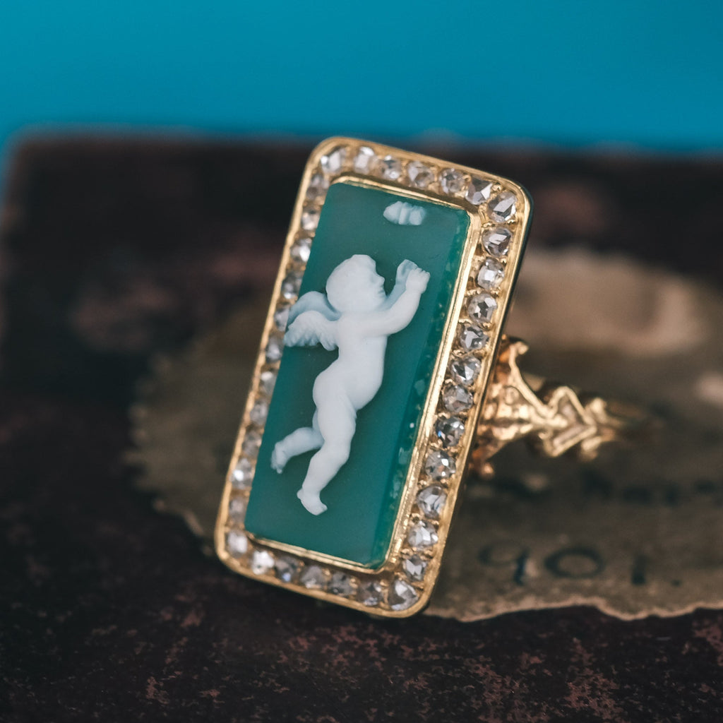 Victorian Cupid & Psyche Cameo Ring - Lost Owl Jewelry