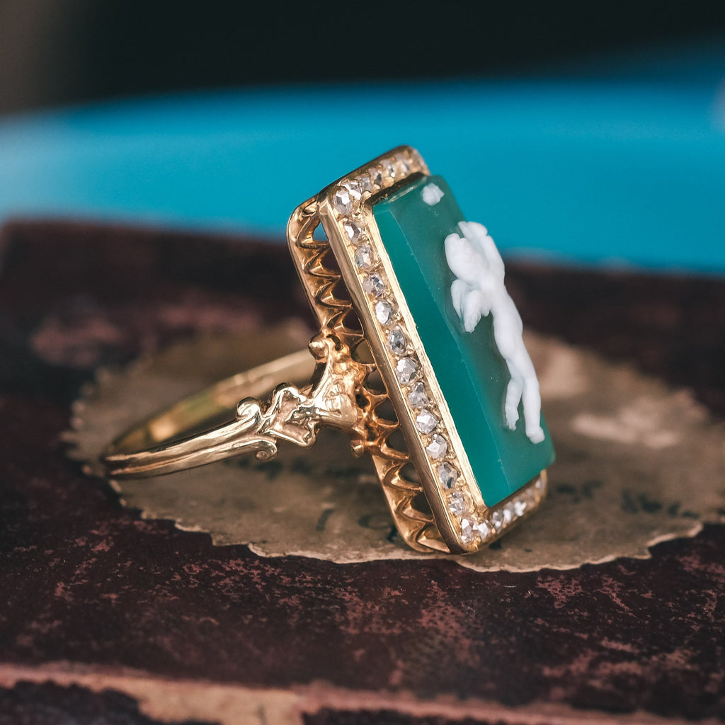 Victorian Cupid & Psyche Cameo Ring - Lost Owl Jewelry