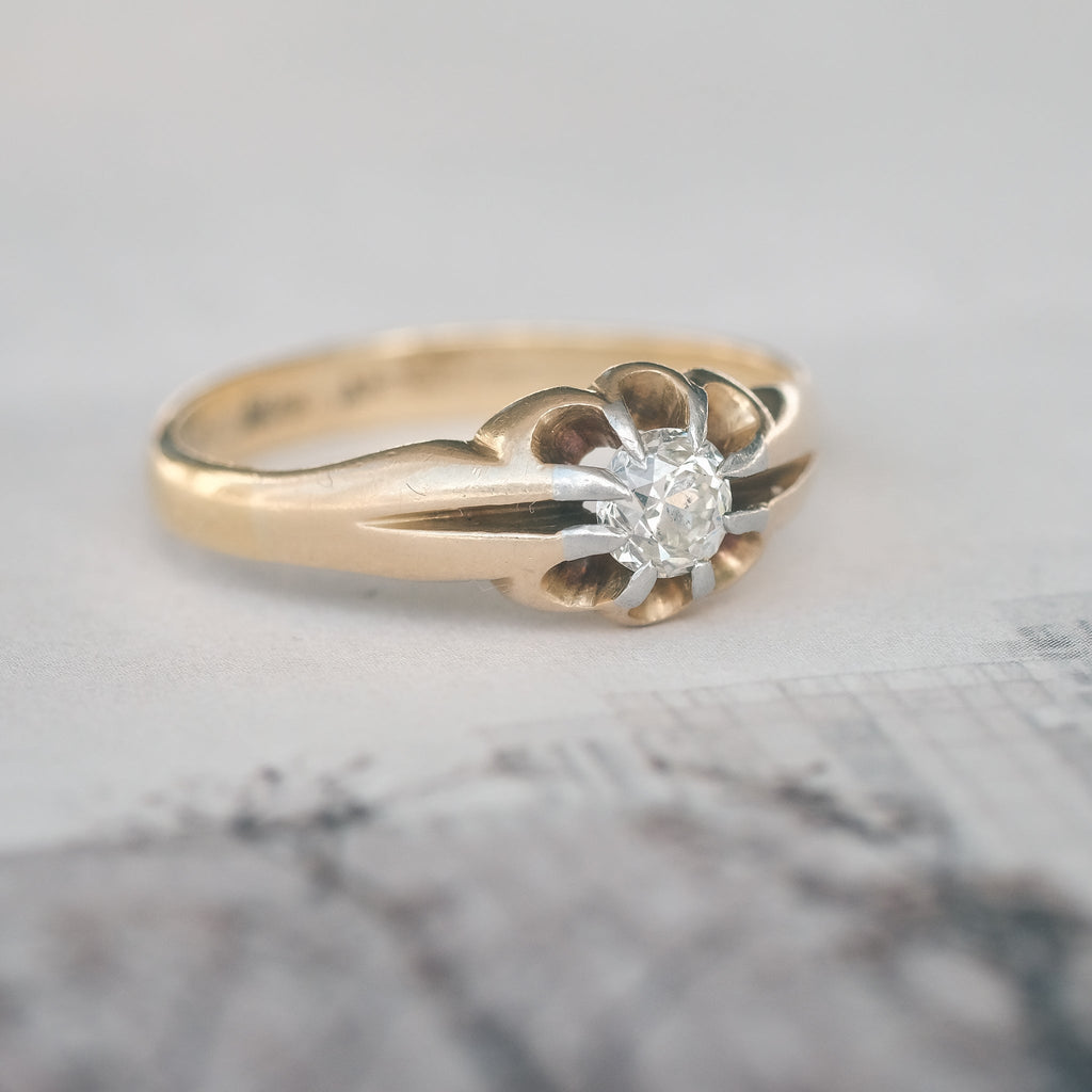 Victorian Diamond Belcher Ring - Lost Owl Jewelry