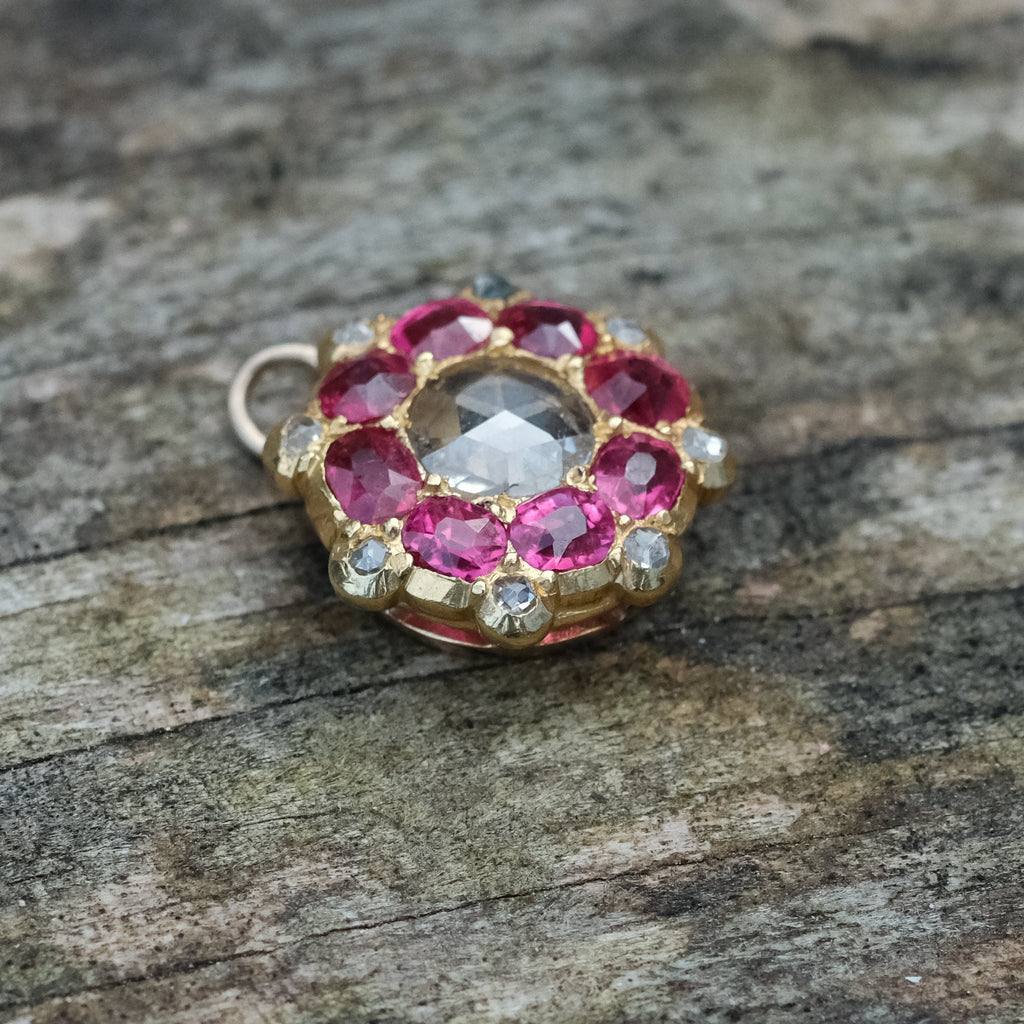 Victorian Diamond & Ruby Pendant - Lost Owl Jewelry