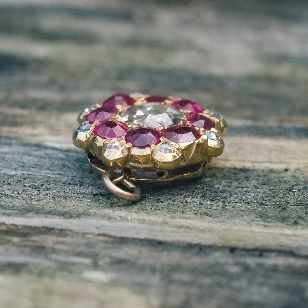 Victorian Diamond & Ruby Pendant - Lost Owl Jewelry