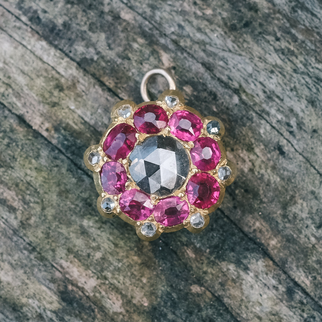 Victorian Diamond & Ruby Pendant - Lost Owl Jewelry
