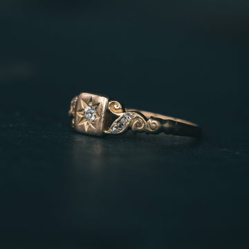 Victorian Diamond Signet Ring - Lost Owl Jewelry