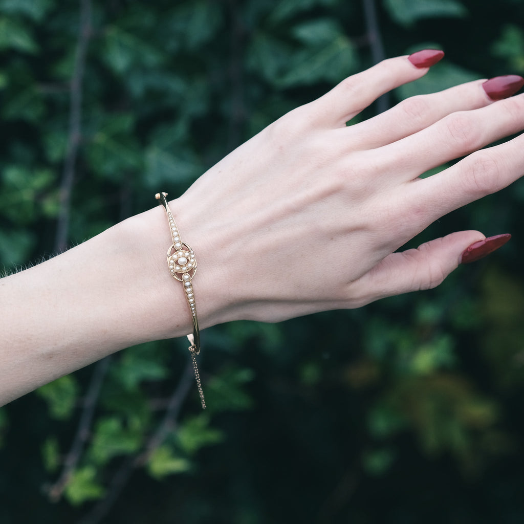 Victorian Double Crescent Bangle - Lost Owl Jewelry