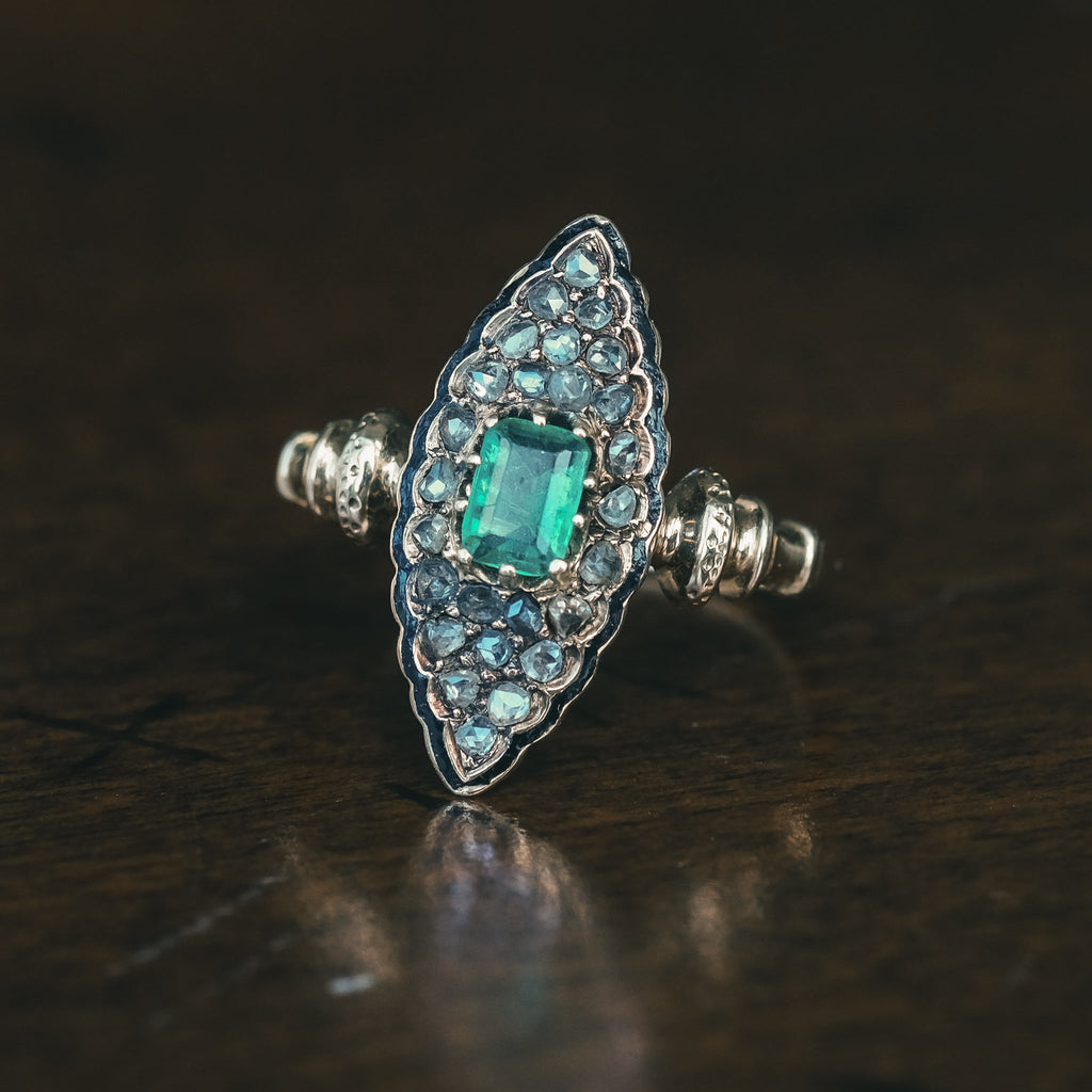 Victorian Emerald Marquise Ring - Lost Owl Jewelry