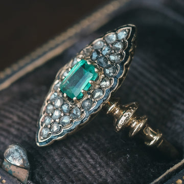 Victorian Emerald Marquise Ring - Lost Owl Jewelry