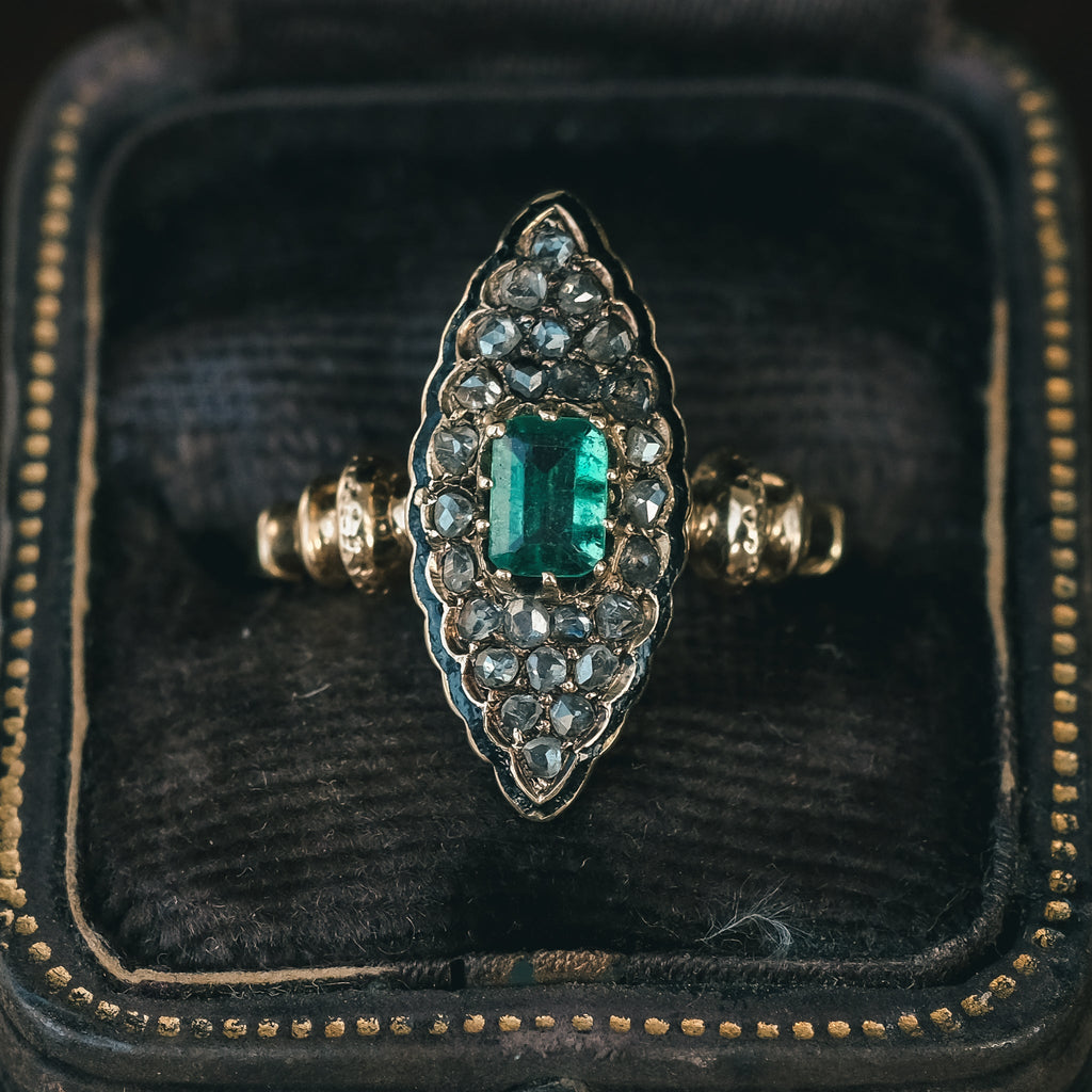 Victorian Emerald Marquise Ring - Lost Owl Jewelry