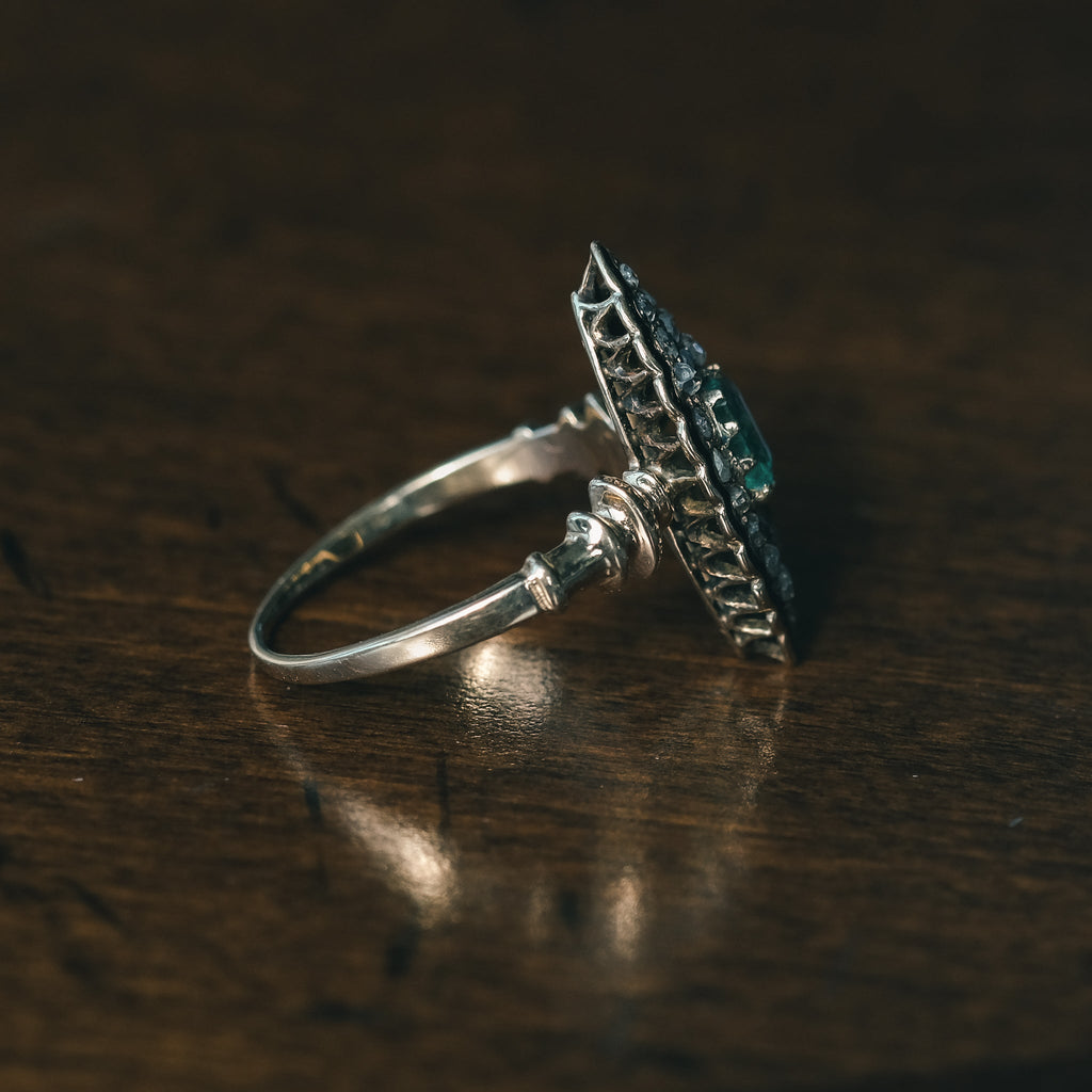 Victorian Emerald Marquise Ring - Lost Owl Jewelry