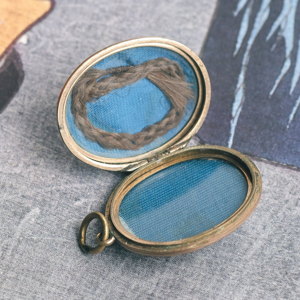 Victorian Engraved Enamel Locket - Lost Owl Jewelry