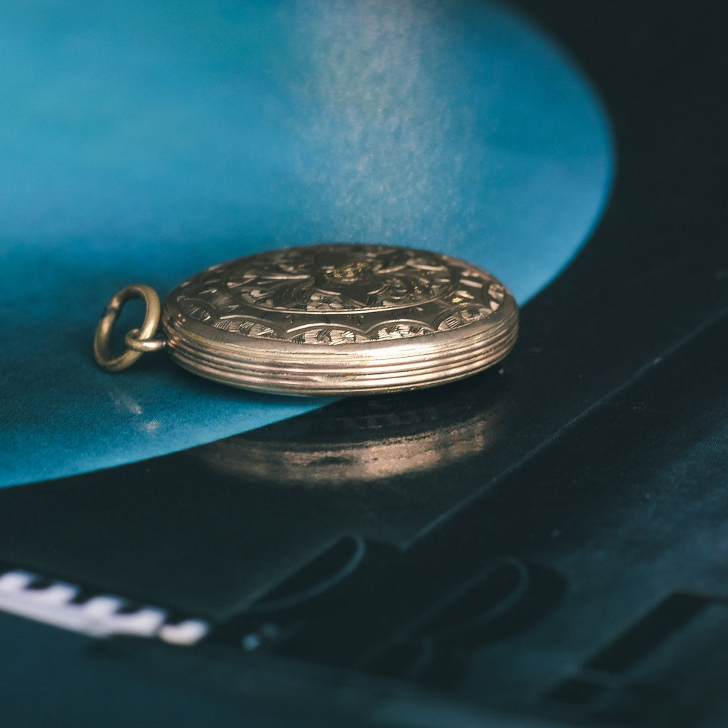 Victorian Engraved Enamel Locket - Lost Owl Jewelry
