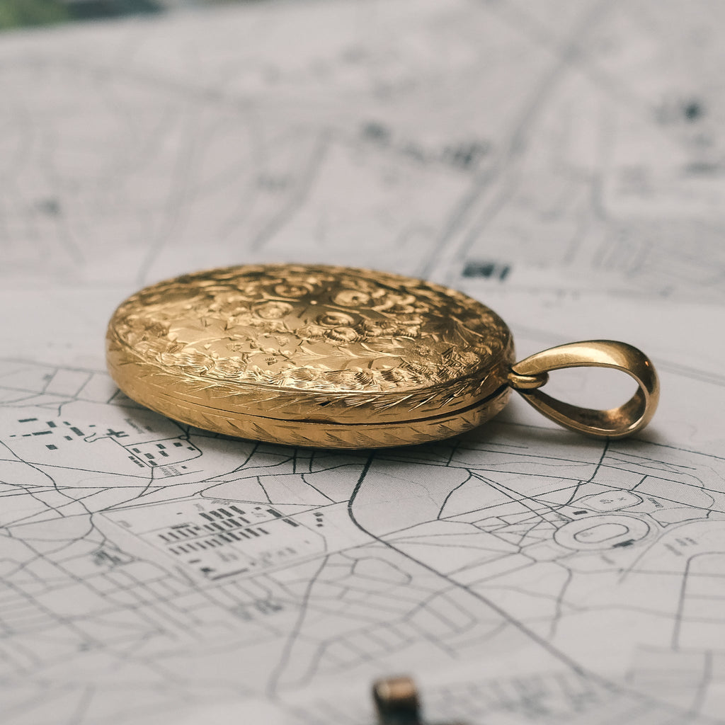 Victorian Engraved Locket - Lost Owl Jewelry