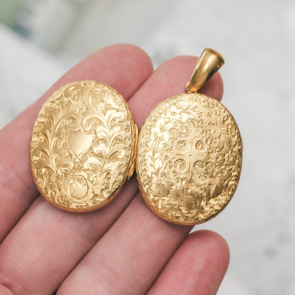 Victorian Engraved Locket - Lost Owl Jewelry