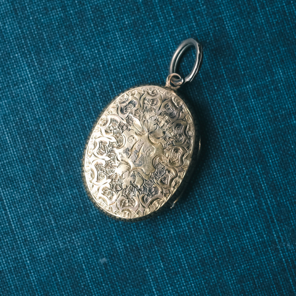 Victorian Engraved Oval Locket - Lost Owl Jewelry