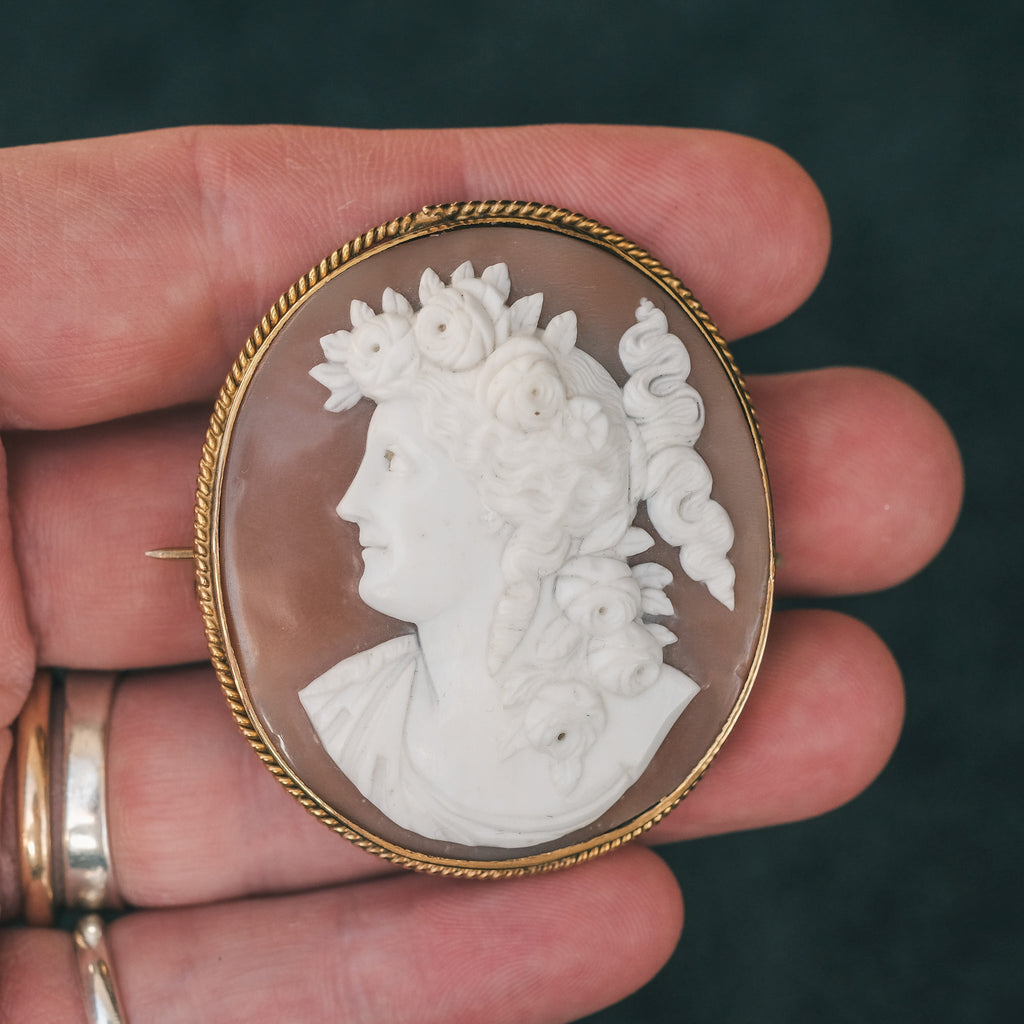 Victorian Flora Cameo Brooch - Lost Owl Jewelry