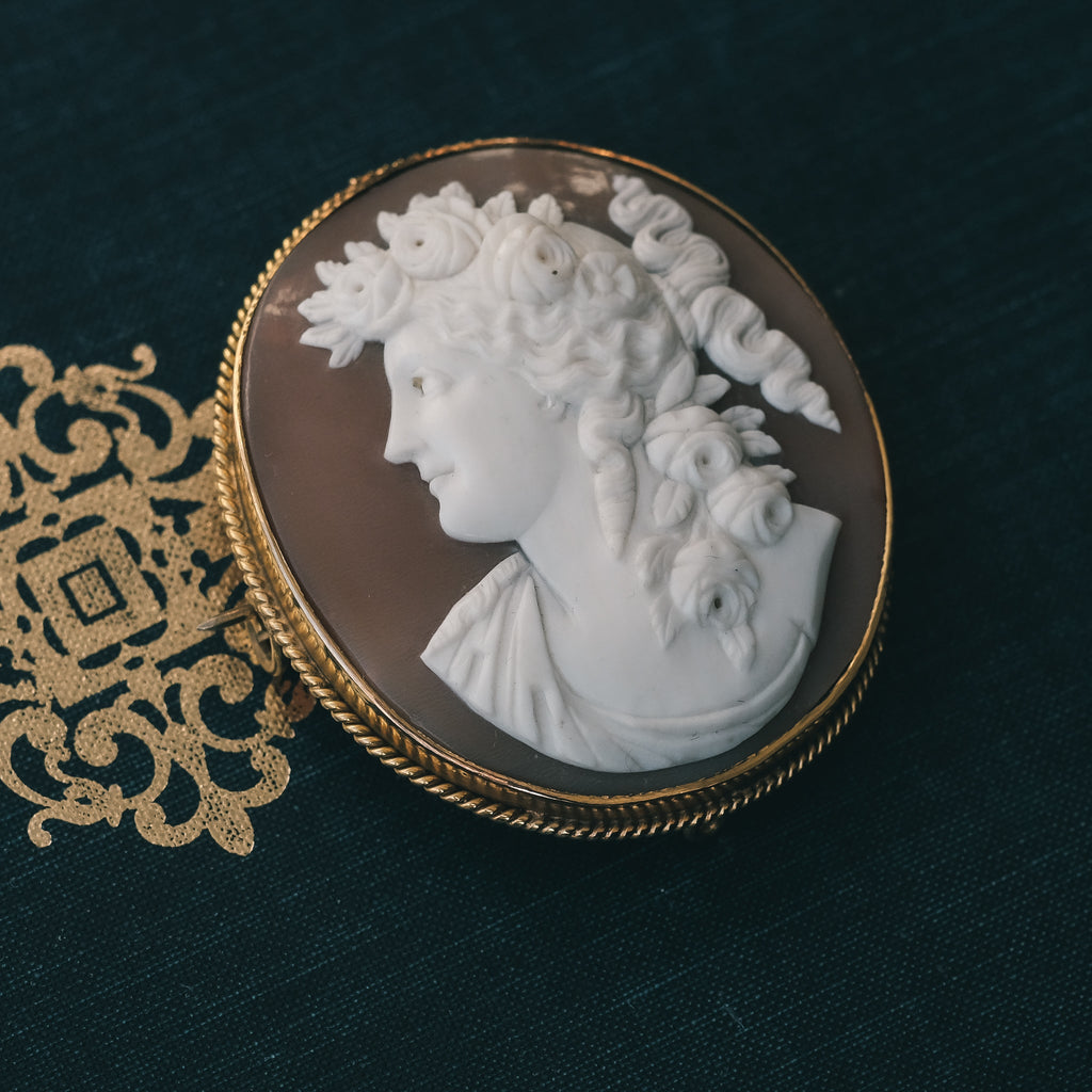 Victorian Flora Cameo Brooch - Lost Owl Jewelry