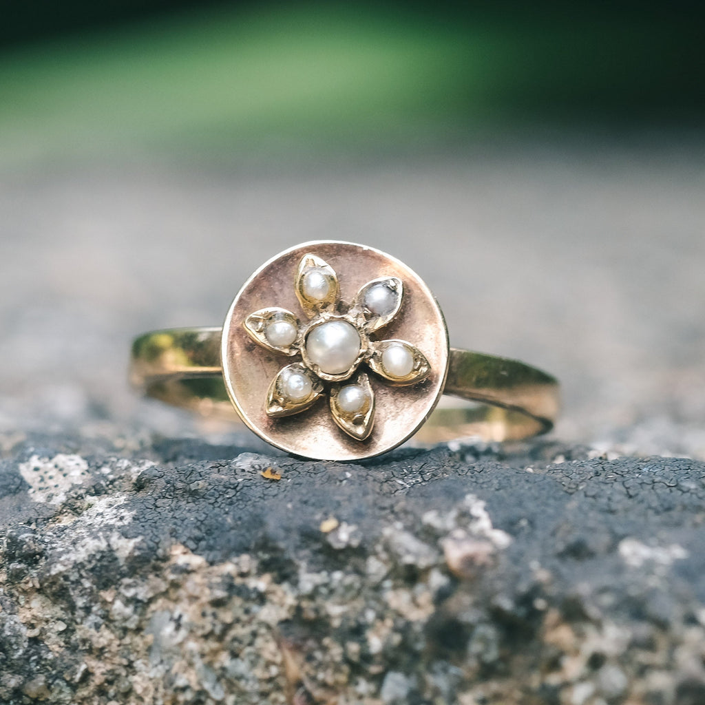 Victorian Flower Disc Ring - Lost Owl Jewelry