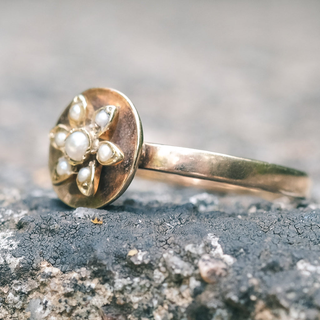 Victorian Flower Disc Ring - Lost Owl Jewelry