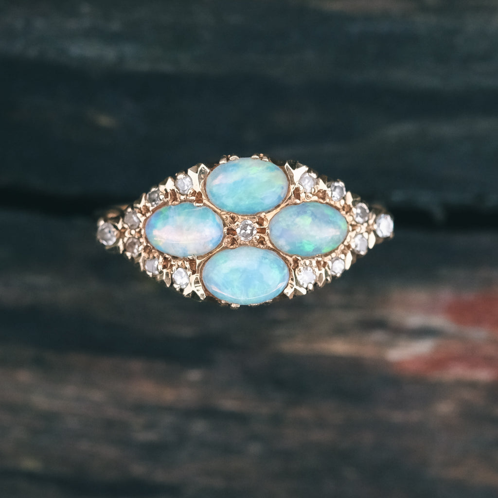 Victorian Four Opal Eye Ring - Lost Owl Jewelry