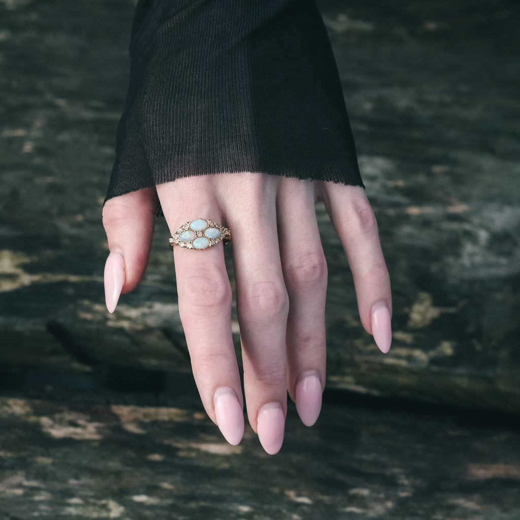 Victorian Four Opal Eye Ring - Lost Owl Jewelry