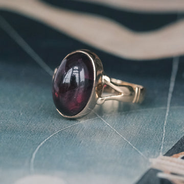 Victorian Garnet Cabochon Ring - Lost Owl Jewelry