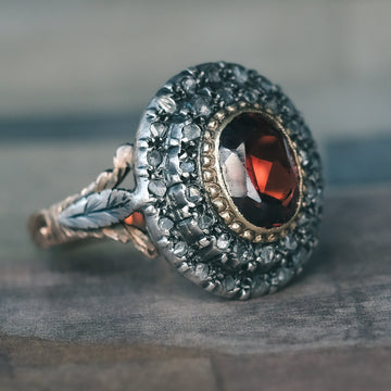 Victorian Garnet Cluster Ring - Lost Owl Jewelry