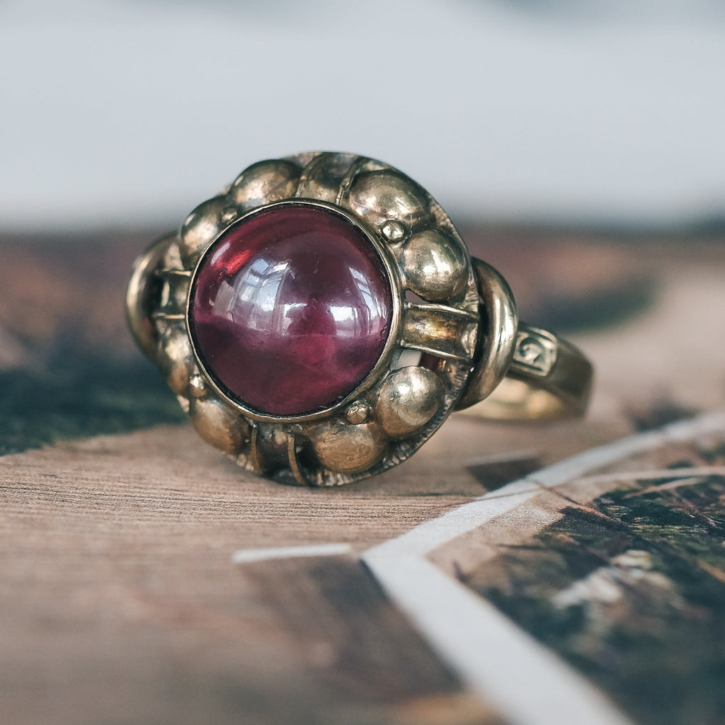 Victorian Garnet Dome Ring - Lost Owl Jewelry