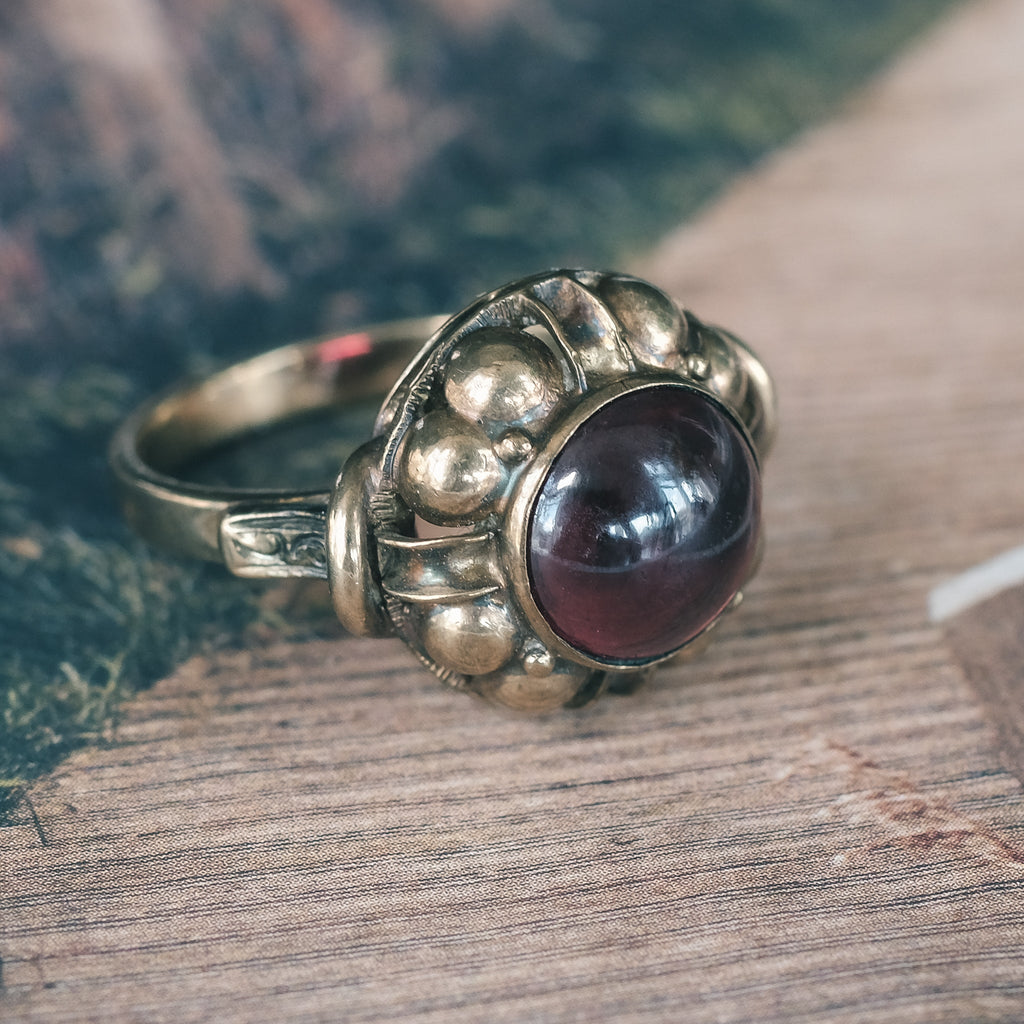 Victorian Garnet Dome Ring - Lost Owl Jewelry