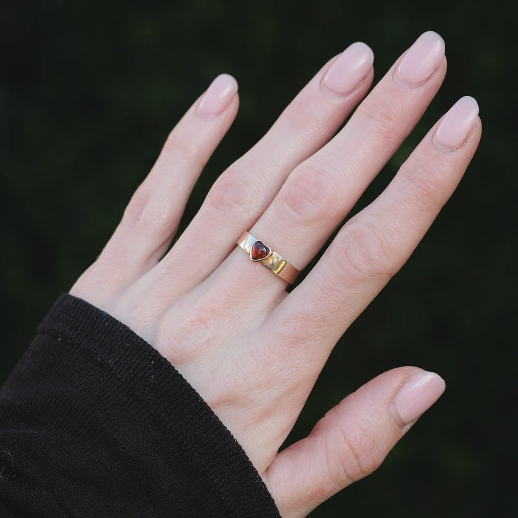 Victorian Garnet Heart Ring - Lost Owl Jewelry