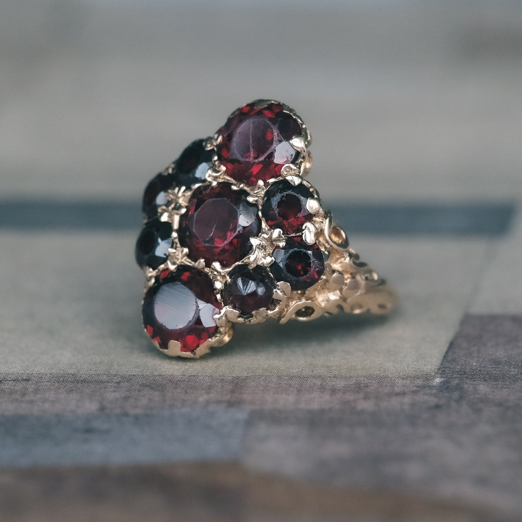 Victorian Garnet Marquise Ring - Lost Owl Jewelry