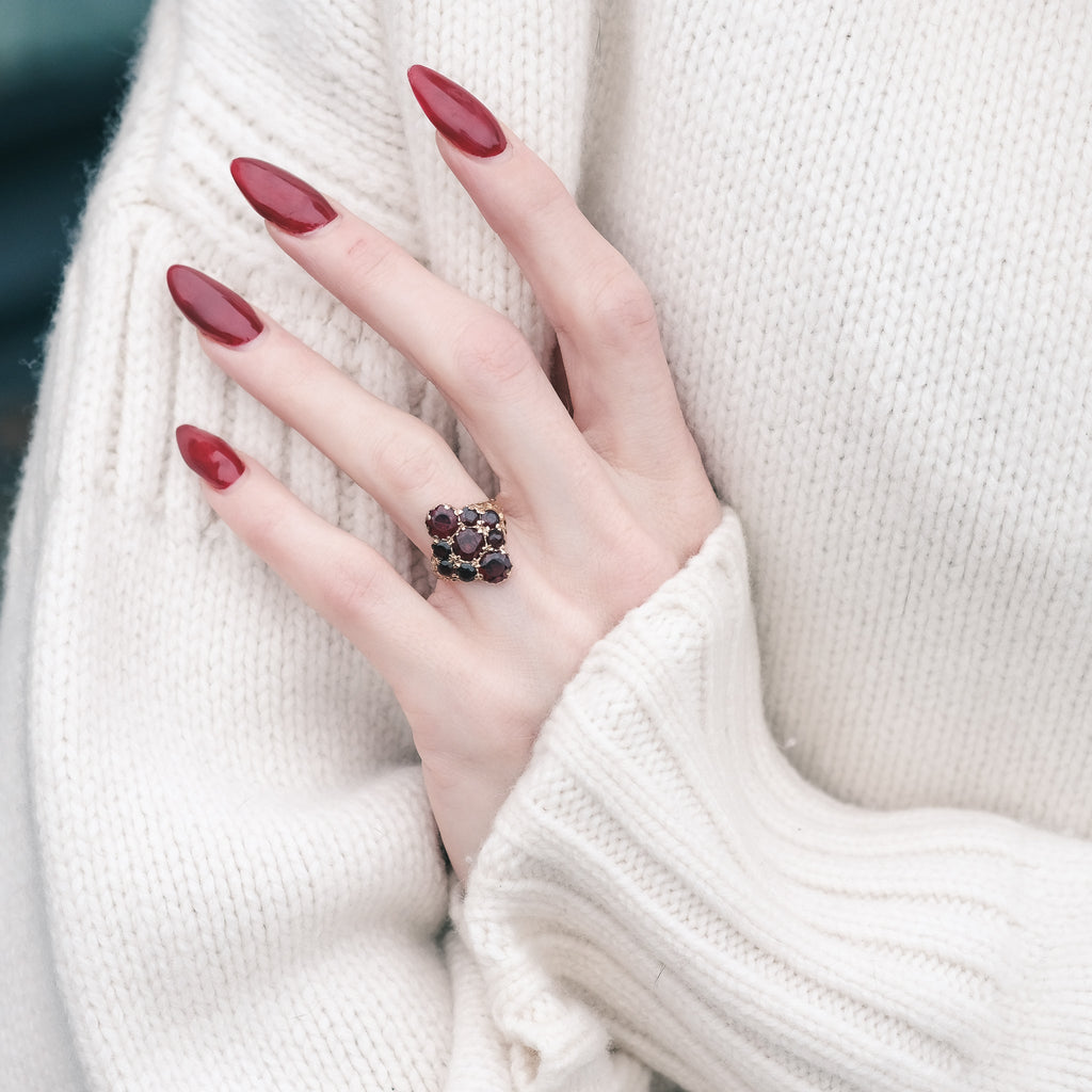 Victorian Garnet Marquise Ring - Lost Owl Jewelry