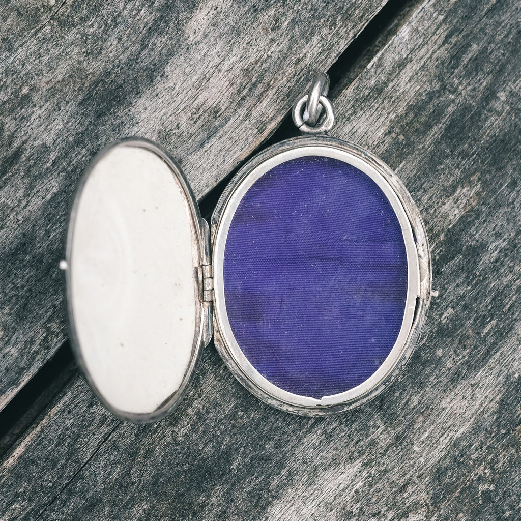 Victorian Geometric Niello Locket - Lost Owl Jewelry