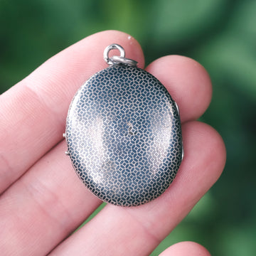 Victorian Geometric Niello Locket - Lost Owl Jewelry