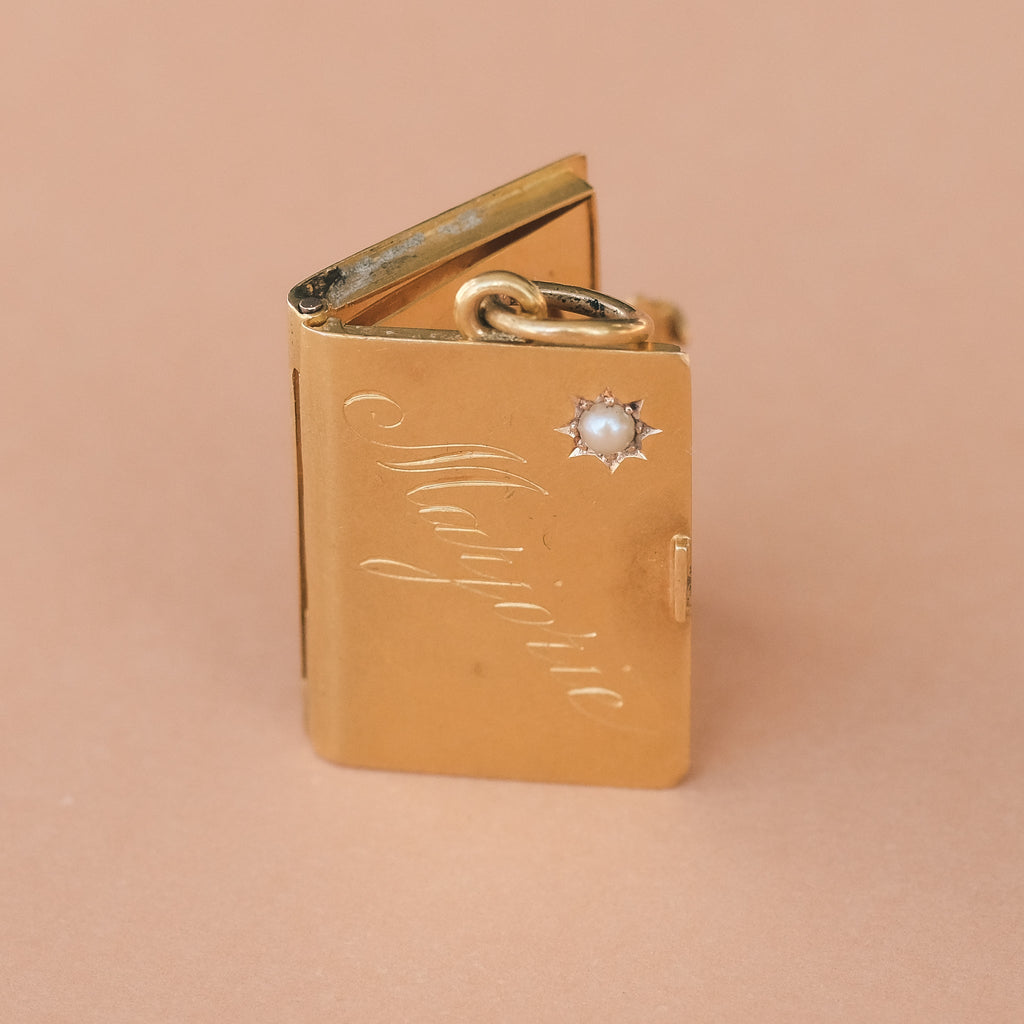 Victorian Gold Book Locket - Lost Owl Jewelry