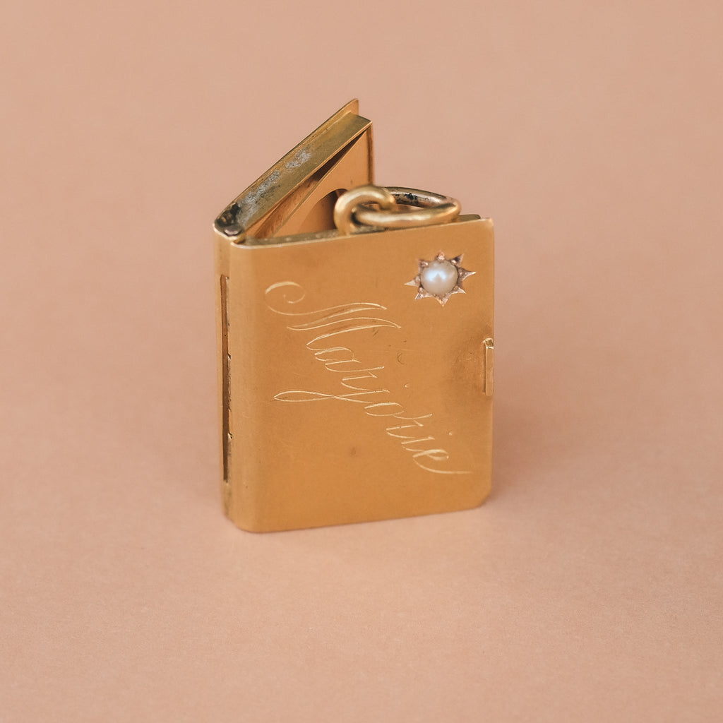 Victorian Gold Book Locket - Lost Owl Jewelry