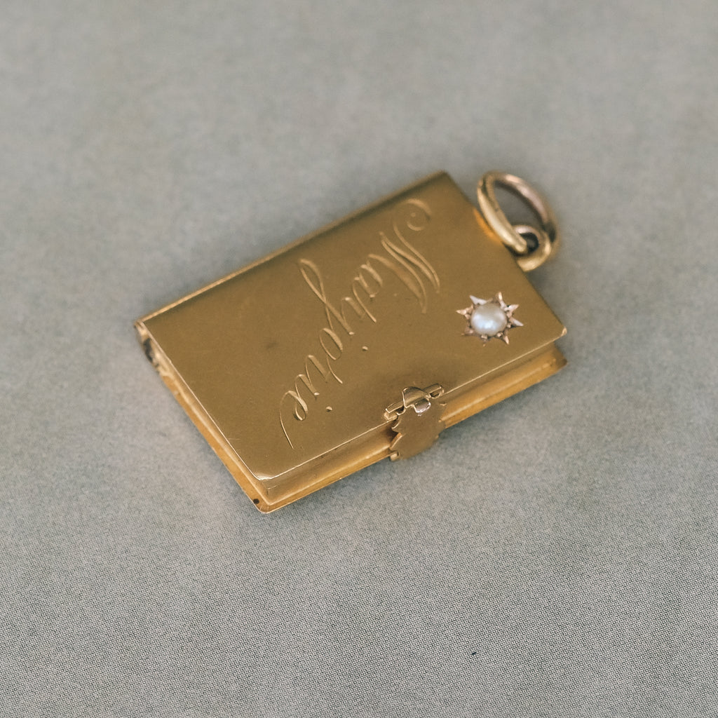 Victorian Gold Book Locket - Lost Owl Jewelry