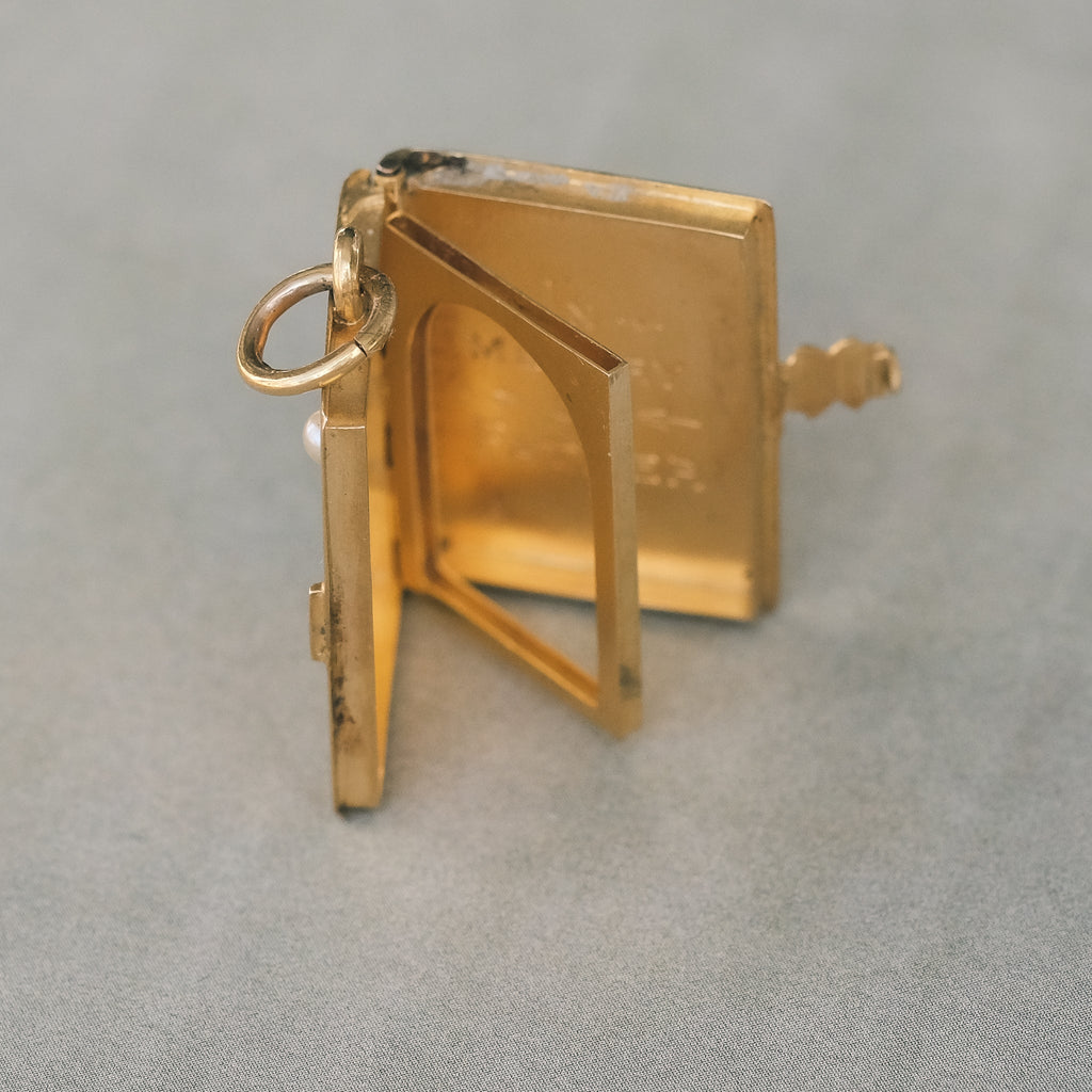 Victorian Gold Book Locket - Lost Owl Jewelry