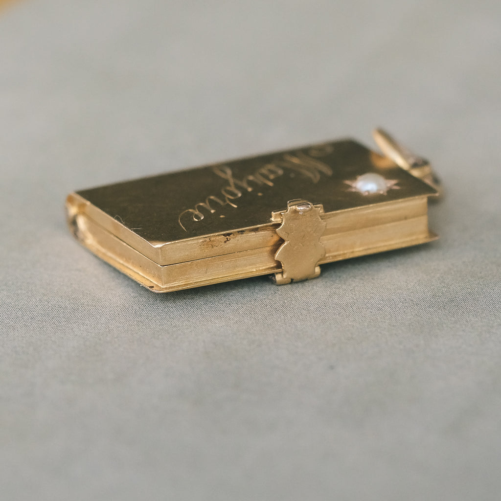 Victorian Gold Book Locket - Lost Owl Jewelry