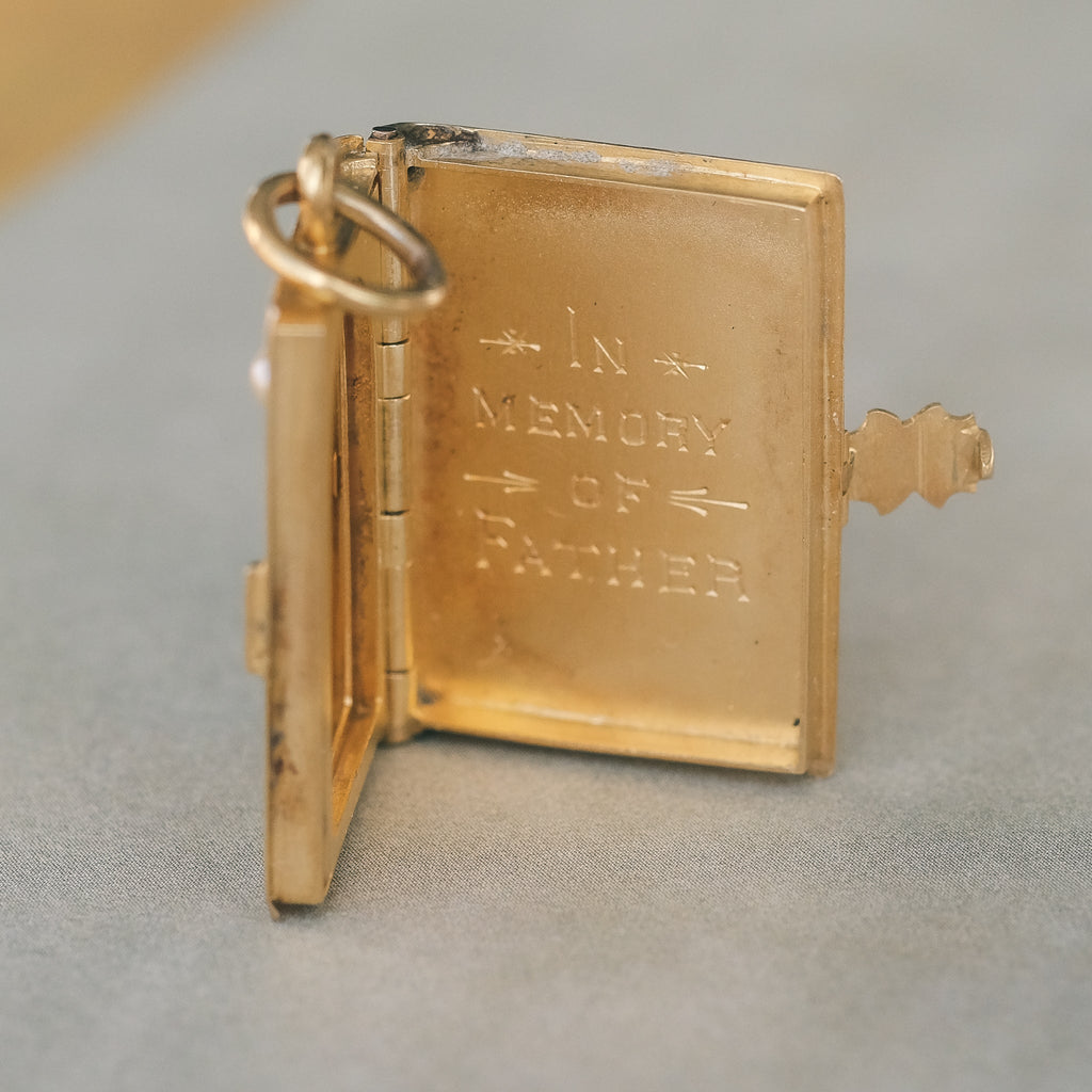 Victorian Gold Book Locket - Lost Owl Jewelry