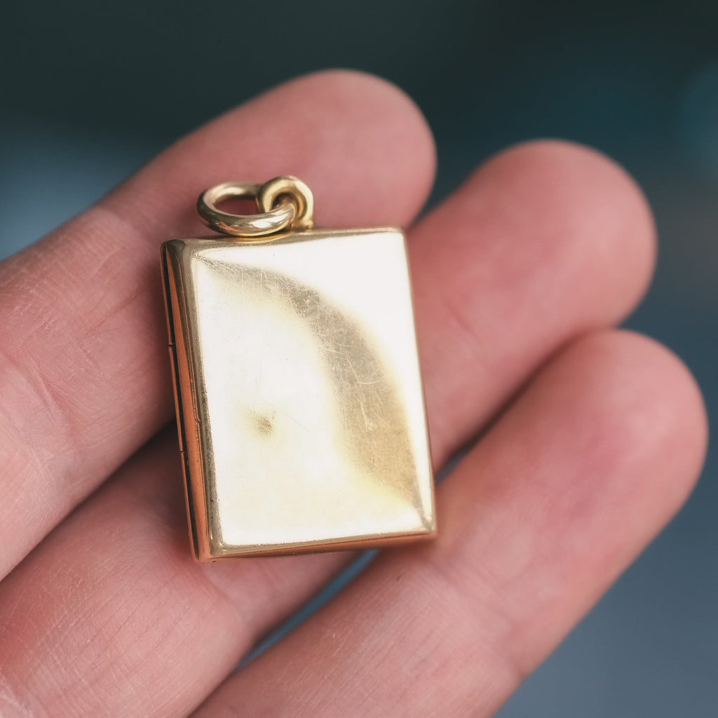 Victorian Gold Cushion Locket - Lost Owl Jewelry