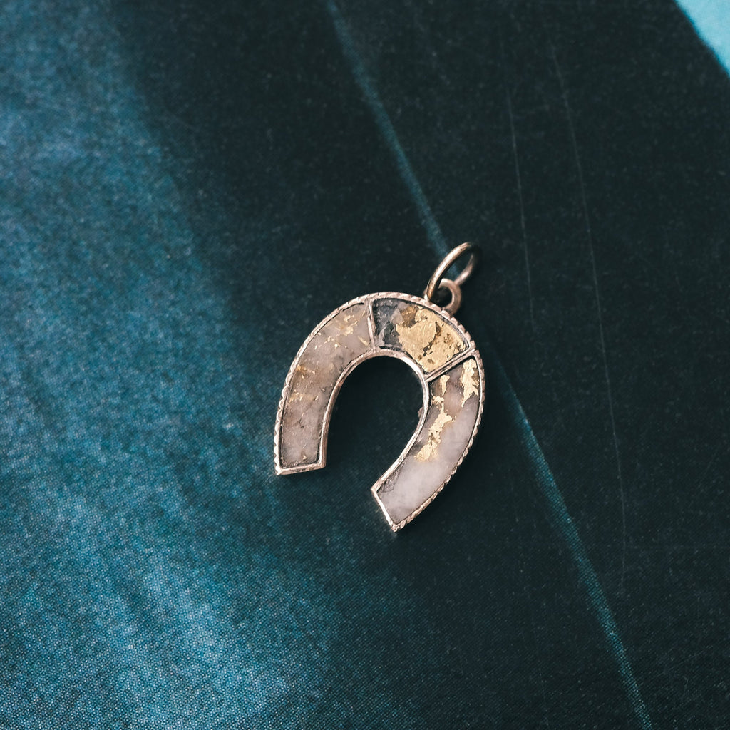 Victorian Gold Quartz Horseshoe Charm - Lost Owl Jewelry