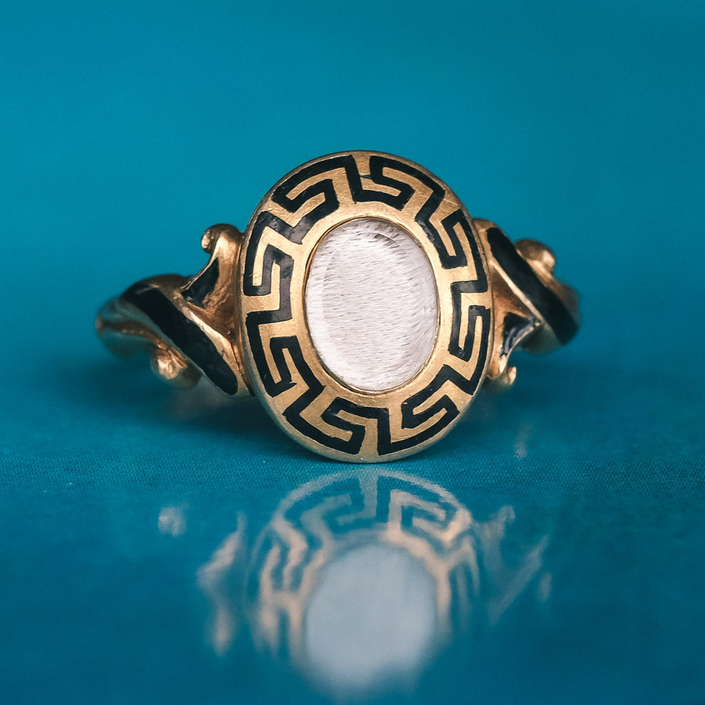Victorian Greek Key Mourning Ring - Lost Owl Jewelry